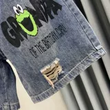 Штаны, летние джинсы, свободный крой, эластичная талия, по фигуре, высокая талия