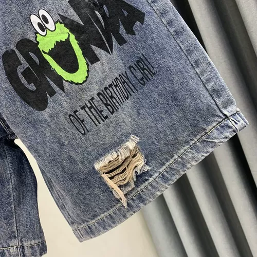 Штаны, летние джинсы, свободный крой, эластичная талия, по фигуре, высокая талия