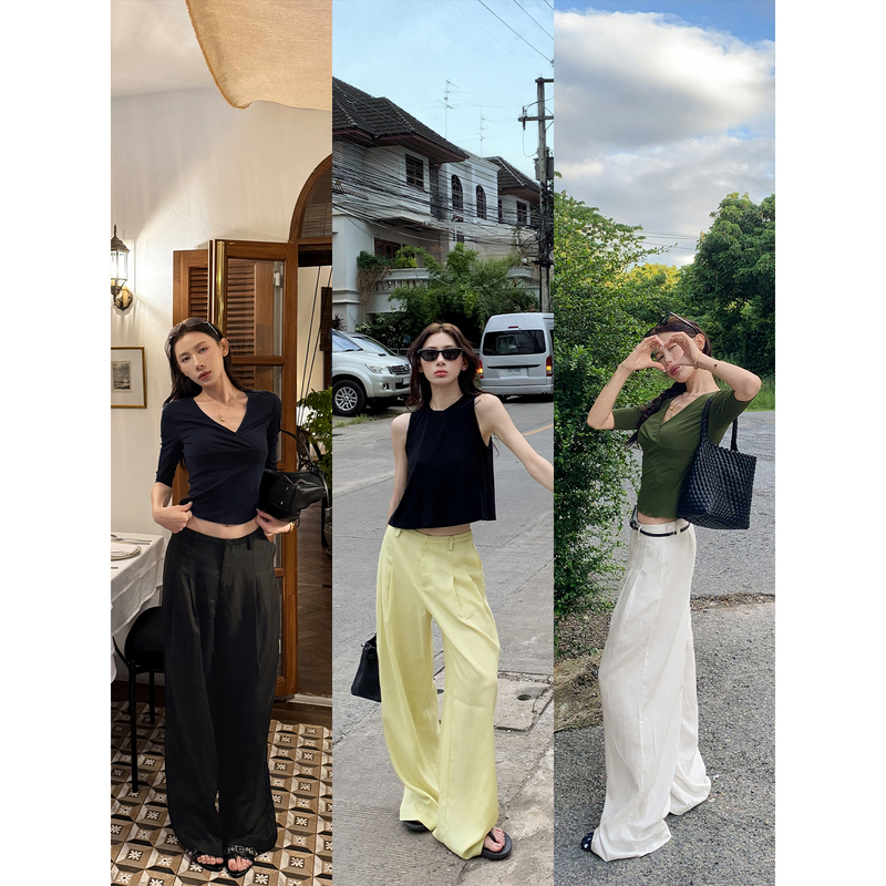 70 Is Not Seventy, Lyocell Linen Cool Casual Pants for Women, Summer Relaxed Lightweight Loose Wide-Leg Floor-Length Pants