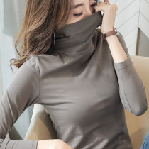 Stack collar bottoming shirt women's half-height collar black long sleeve T-shirt women's autumn and winter tight spring and autumn Joker coat