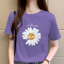 Daisy cotton short sleeve T-shirt female summer Korean version of ins tide taro purple short loose jacket Joker T-shirt
