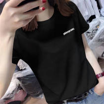 European station 2021 summer new European fashion short sleeve cotton loose T-shirt women Joker short black coat