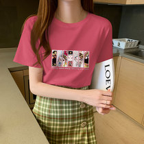 Short sleeve 2021 new women's summer pink tide brand round neck cotton T-shirt loose net red ins tide coat shirt
