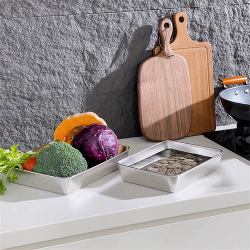 Домашняя домашняя обеденная тарелка еда 304 Квадратные блюда из нержавеющей стали для сохранения свежей крышки