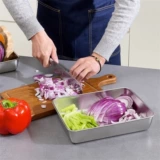 Домашняя домашняя обеденная тарелка еда 304 Квадратные блюда из нержавеющей стали для сохранения свежей крышки