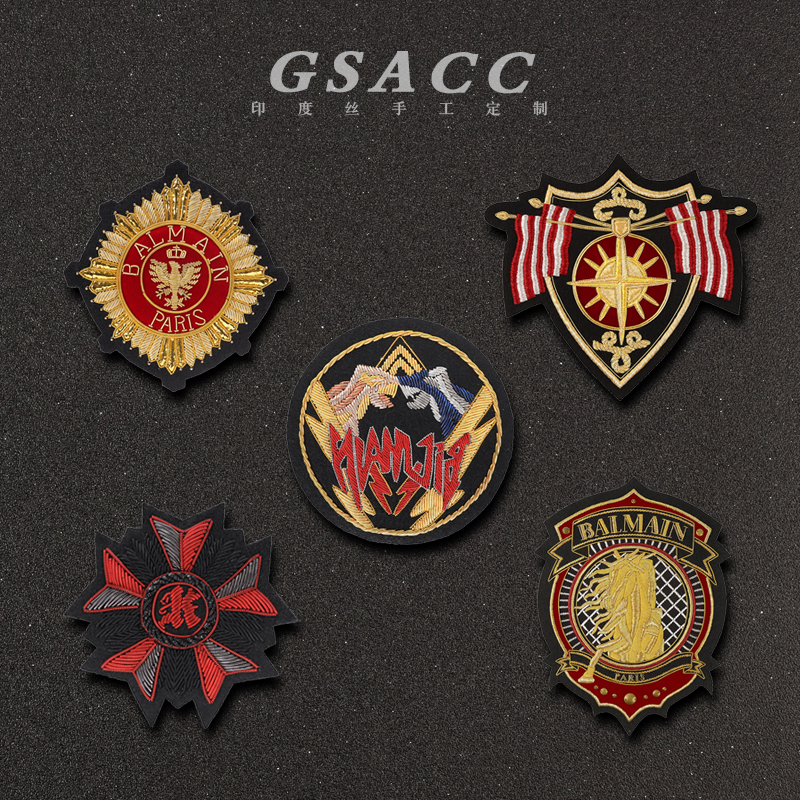 Cool India silk embroidery badges metal wire locomotive wear badges Balmain embroidery badges India handmade embroidery set to do