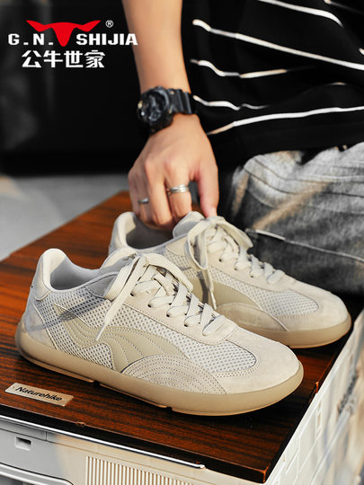公牛世家网面鞋子男鞋夏季透气防臭轻便网鞋男士复古运动德训板鞋