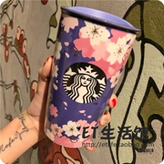 Starbucks Cup 2019 Pink Cherry Blossom Phiên bản giới hạn Đêm mới Sakura Nhật Bản Sakura Double Cup có nắp - Tách