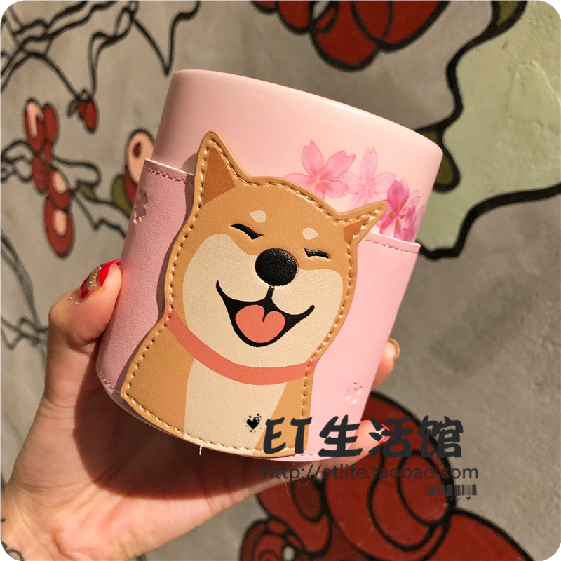 Starbucks Cup 2019 Cherry Blossom Pink Sakura Puppy Mug với Cup Set Keji Dog Cup Phiên bản giới hạn - Tách chai đựng nước thủy tinh
