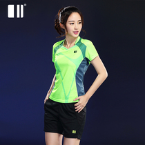Single and double breathable quick-drying badminton suit men's summer round neck short sleeve top tennis shorts jersey