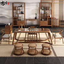 Solid wood tea table and chairs combined new Chinese tea table minimalist modern office tea table tea room Bubble Tea Table Living Room Tea Table