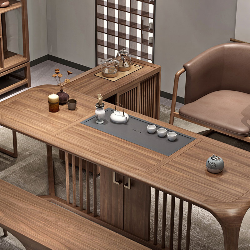 New Chinese Zen Solid Wood Tea Table Modern Simple Kung Fu Breaking Table Office Tea Table and Table Combination
