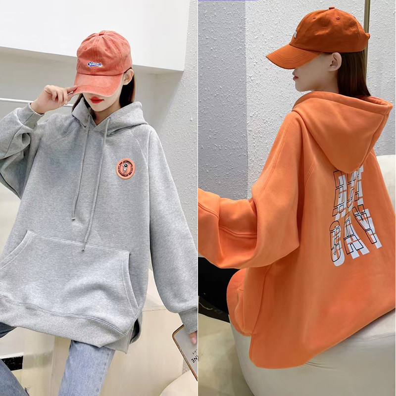 Autumn Winter Gestation Woman Dress New Korean Version Plus Suede Cap Letter Printed Astronaut Loose Thick Coat 6812