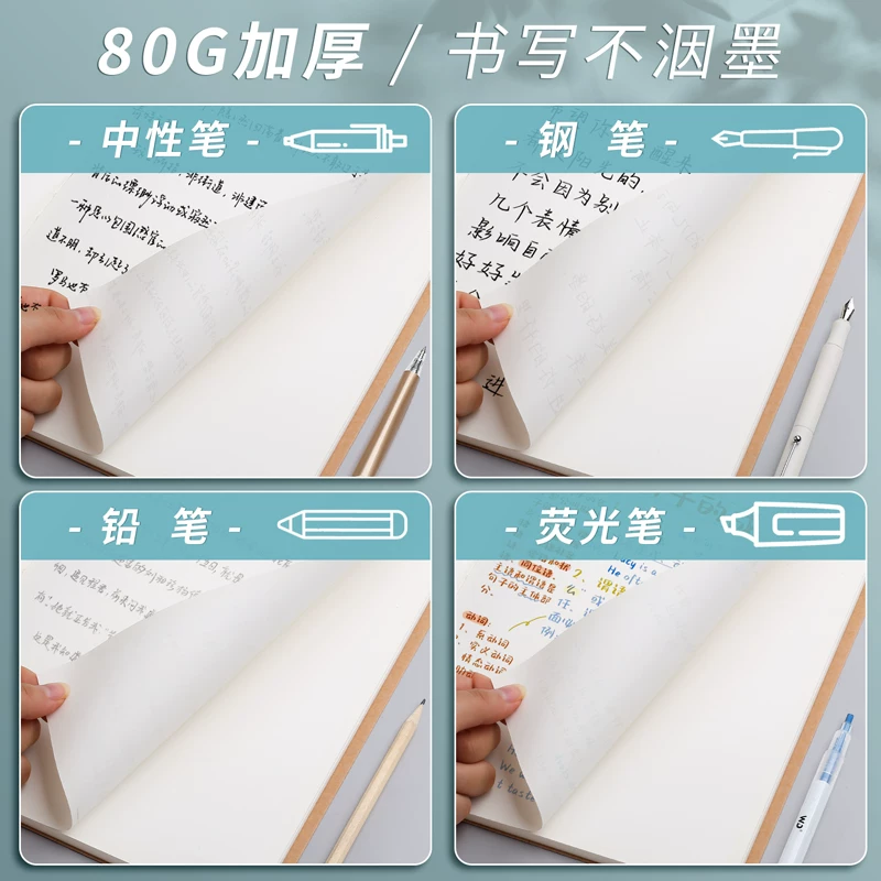 A4 blank book cowhide paper notebook Book bookless wireless student use thickened B5 white pages white paper big book, a5 hand picture drawing, writing draft, draft, stall thinking map, pure white plain color