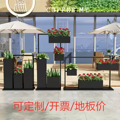 Outdoor flower bed rectangular sample House exhibition center gardening flower stand outdoor Road large green plant anticorrosive wood flower box