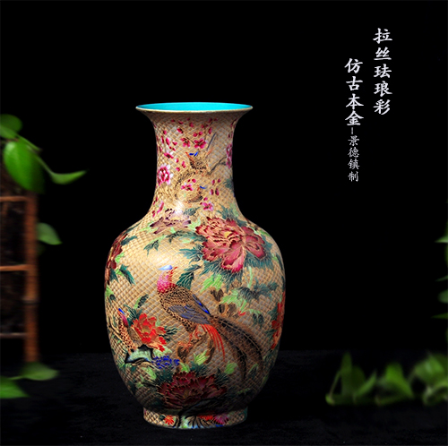 High-grade antique principal hand-painted flowers and birds brushed enamel pastel Jingdezhen vase ceramic ornament decoration