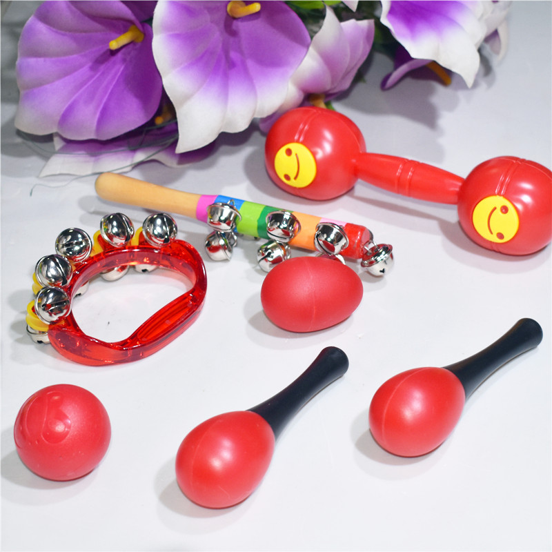Red sand hammer newborn baby Lingling ball hand shake child care grasp training vision hearing baby toy