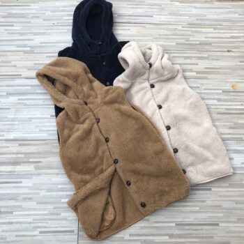 Japanese style women's casual warm hooded jacket cotton waistcoat