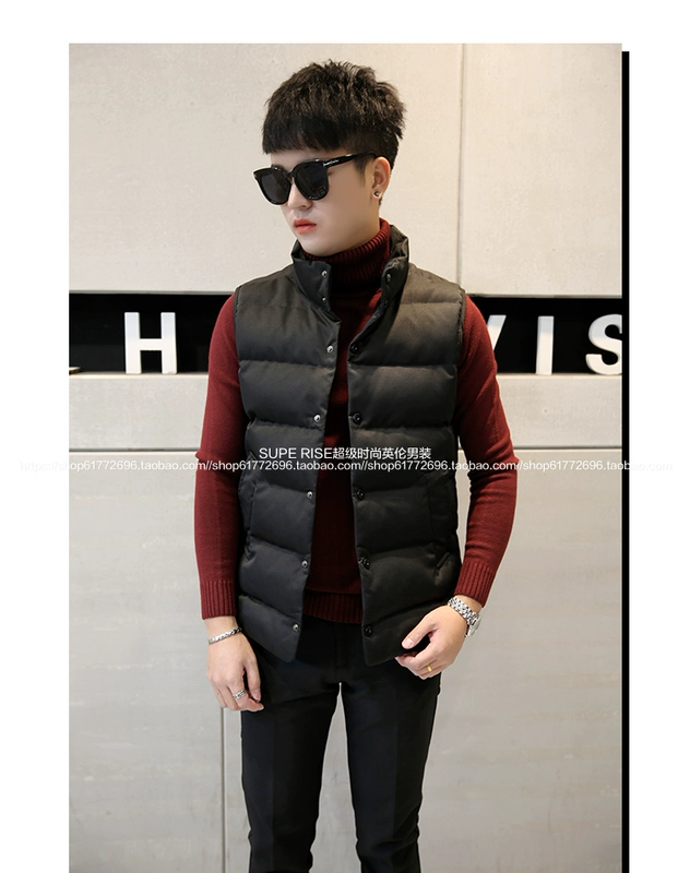 2017 mùa đông Hàn Quốc phiên bản của tự trồng cổ áo nam cotton vest nam ngắn cotton vest nam áo khoác thanh niên vest vai vest