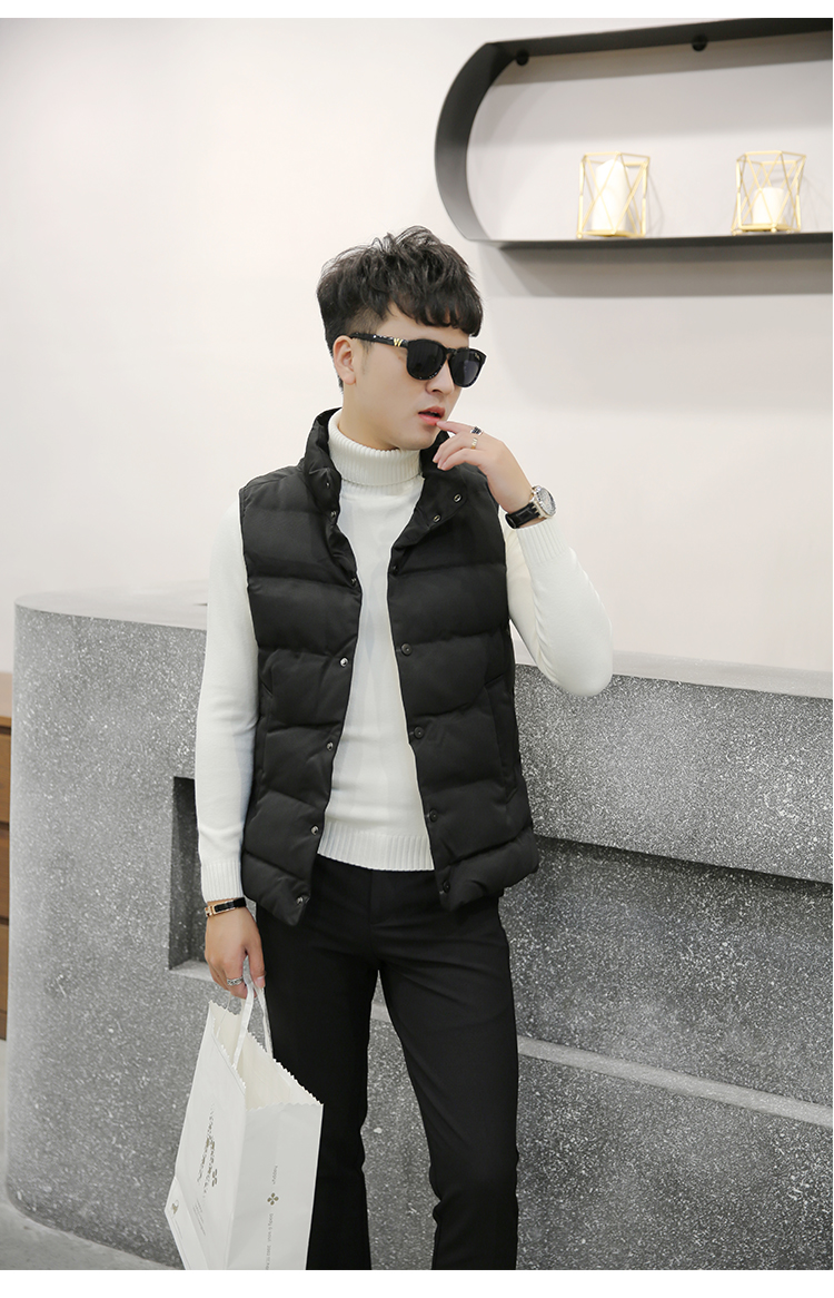 Mùa đông mới của Hàn Quốc phiên bản của tự trồng đứng cổ áo nam cotton vest thời trang ngắn cotton vest áo khoác thanh niên vest vai vest