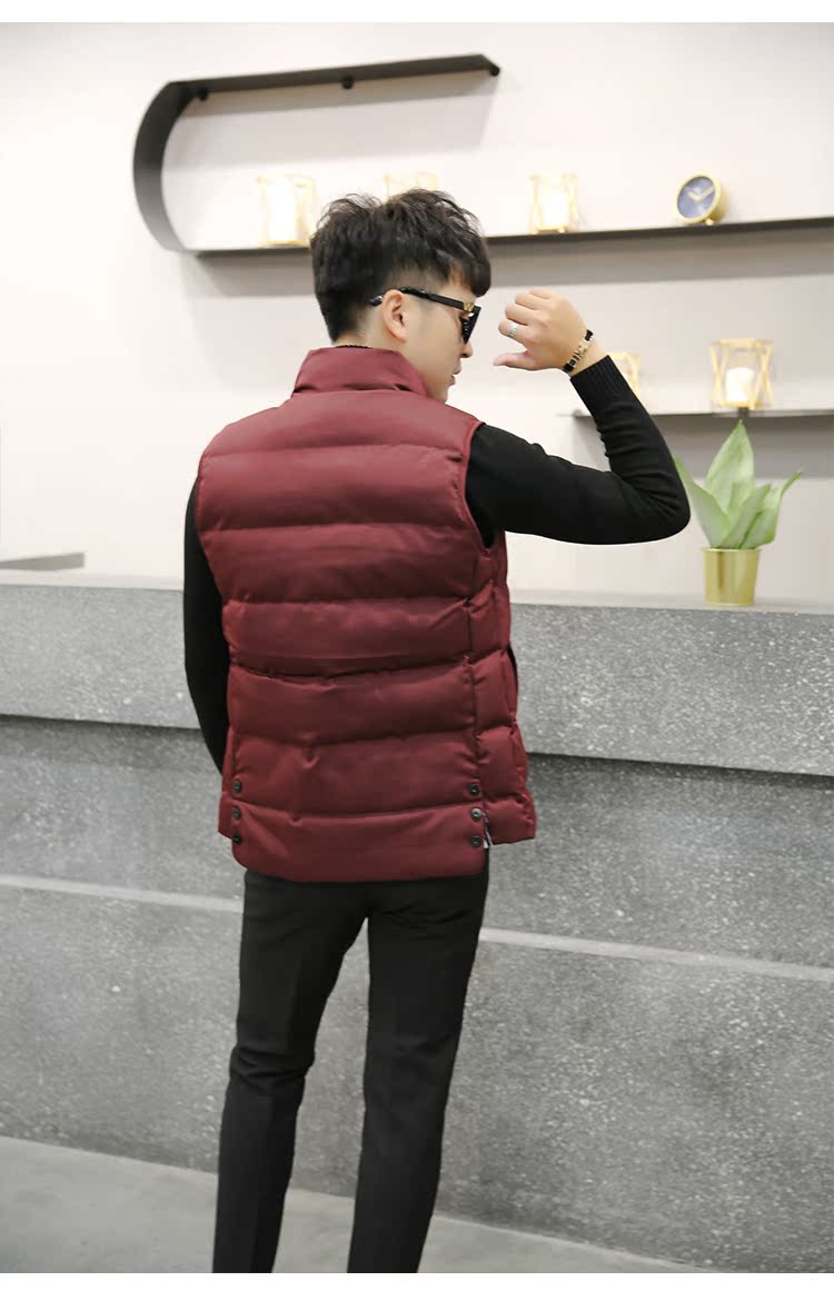 Mùa đông mới của Hàn Quốc phiên bản của tự trồng đứng cổ áo nam cotton vest thời trang ngắn cotton vest áo khoác thanh niên vest vai vest