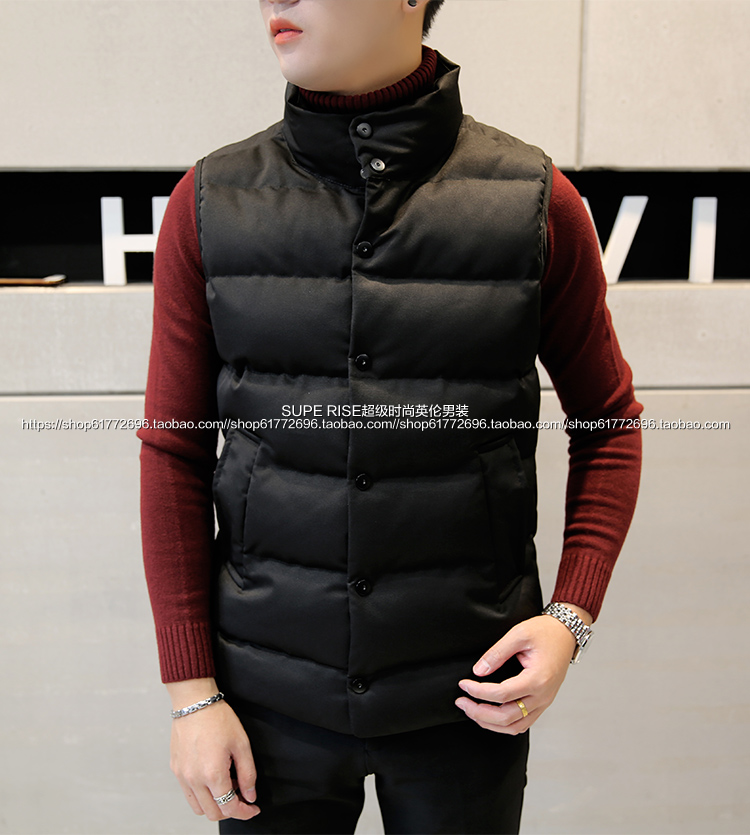 2017 mùa đông Hàn Quốc phiên bản của tự trồng cổ áo nam cotton vest nam ngắn cotton vest nam áo khoác thanh niên vest vai vest