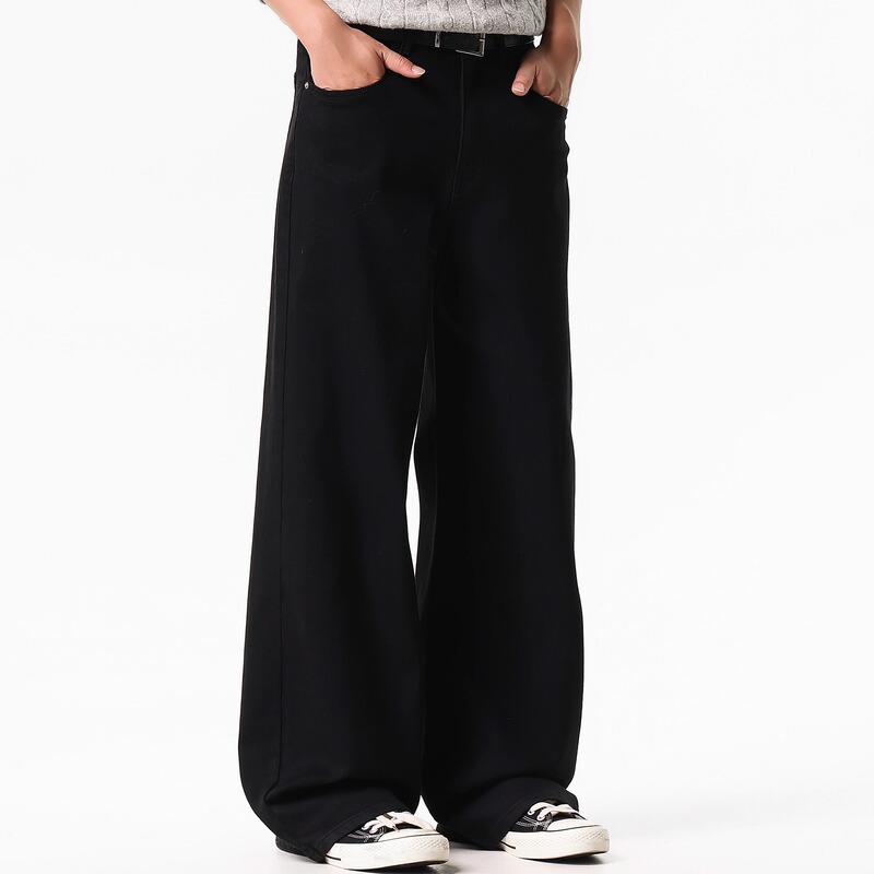 Red Vouge Basic Simple Commuter Washed Black Jeans Straight-Leg Loose Fit Cleanfit Long Pants