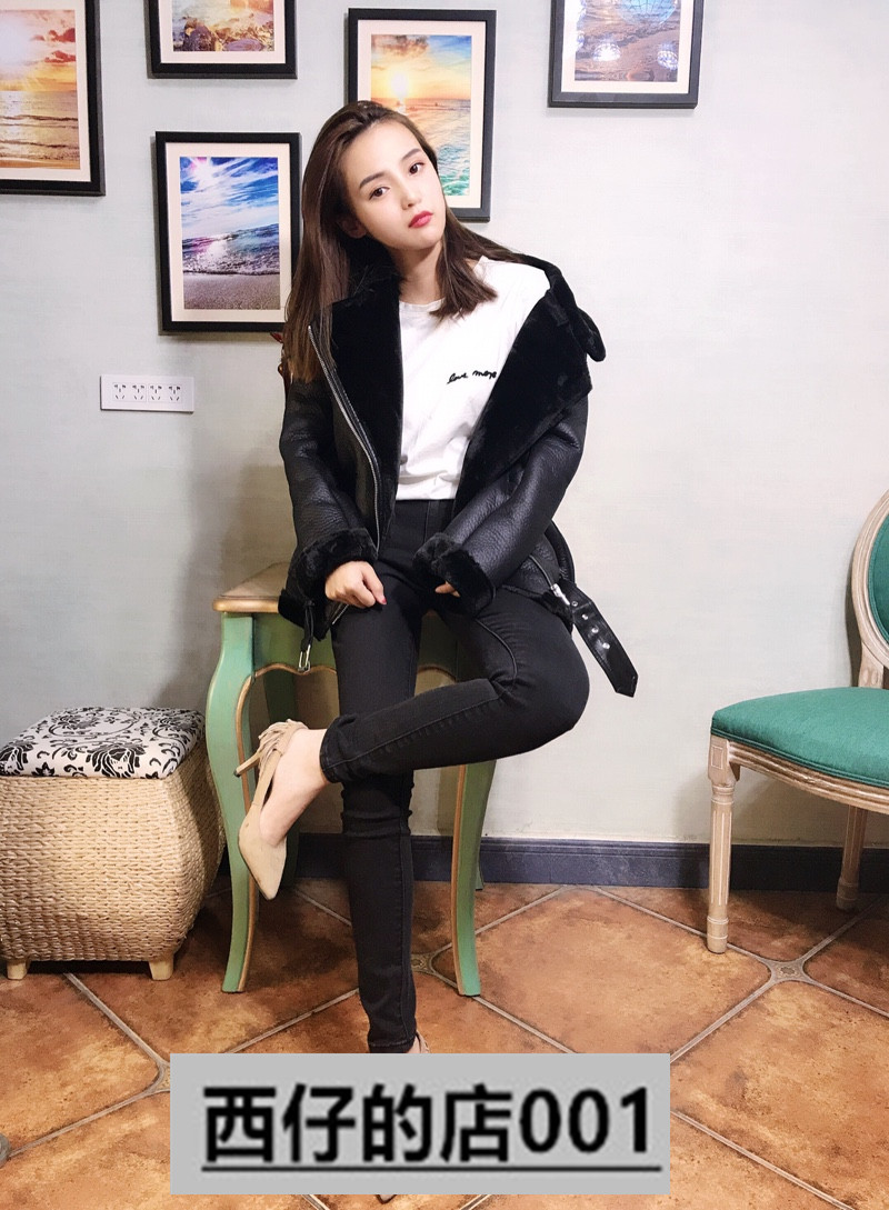 Za mùa thu và mùa đông quần áo phụ nữ áo khoác da áo khoác lông 2969/069 2969069 ra áo da xịn nhập khẩu