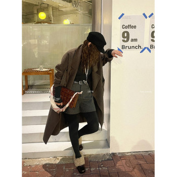 MOERSHOP 城市猎人 冬季100%全羊毛大衣女高级感长款西装毛呢外套