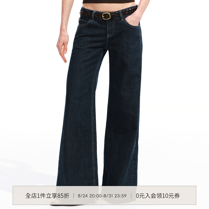 Smiiile Retro Washed Pure Cotton Flared Jeans for Women, Low-Waisted, New Autumn Style, Loose and Slimming Wide-Leg Pants Smiiile Retro Washed Pure Cotton Flared Jeans for Women, Low-Waisted, New Autumn Style, Loose and Slimming Wide-Leg Pants