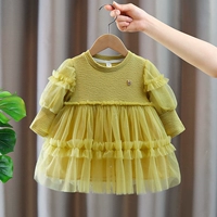 Плиссированная сетчатая юбка из талии зеленая