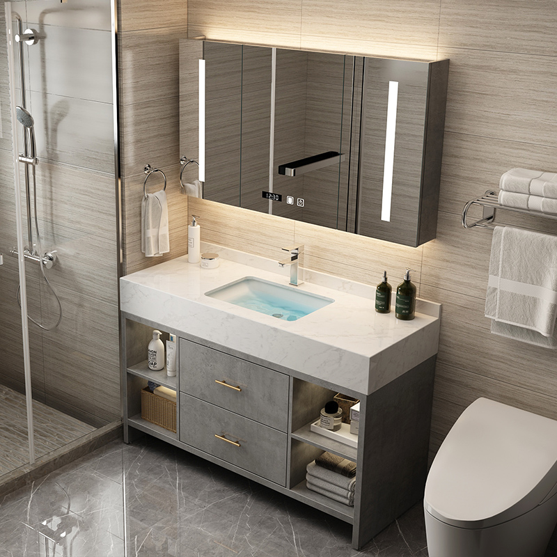 Rock slab bathroom cabinet smart toilet wash basin wash basin cabinet combination integrated bathroom set landed