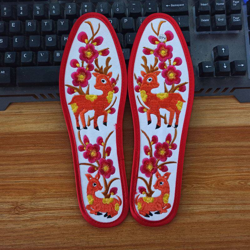 Handmade embroidery insole finished white red and yellow bottom wedding accompanied by Thousand Layers Bottom Thickened Embroidered Non Cross Stitch