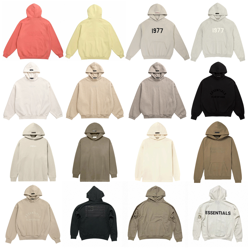 I'M Not Trendy Fog Essentials Season 8 Multi-Line High Street Loose Sweatshirt 1977 Flocking Print Hoodie for Men