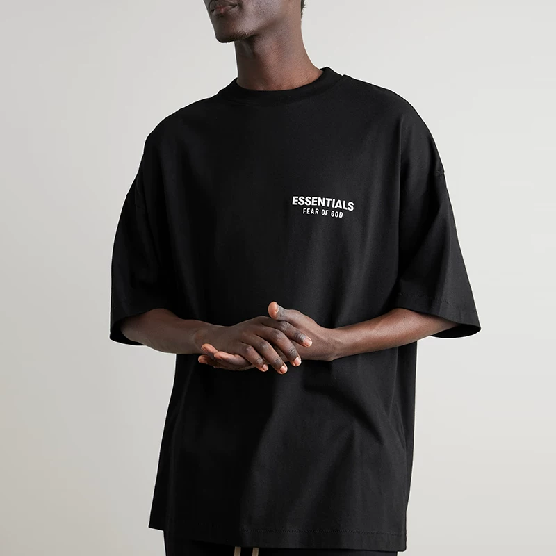 Я не модный FOG ESSENTIALS Season 9 Double Line High Street Casual Loose Holiday Series Laminated Short Sleeves