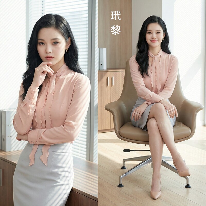 Flesh Pink Chiffon Georgette Shirt for Women 2026 New Style Long-Sleeved French Bow Ribbon Shirt High-End Top