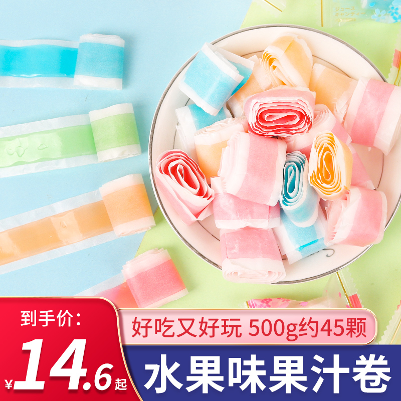 Japanese Juice Roll Soft Candy Roll Sugar Children's Snack Food Casual Bulk Nostalgic Candy Internet Celebrity Wholesale Rainbow