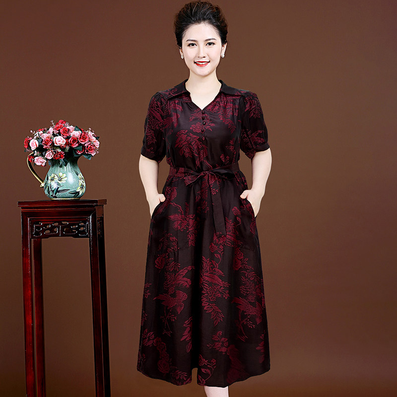 86195 loose-fit mulberry silk summer new long dress: xiangyunsha silk dress wearing it is an 86195 loose-fit mulberry silk summer new long dress: xiangyunsha silk dress wearing it is an