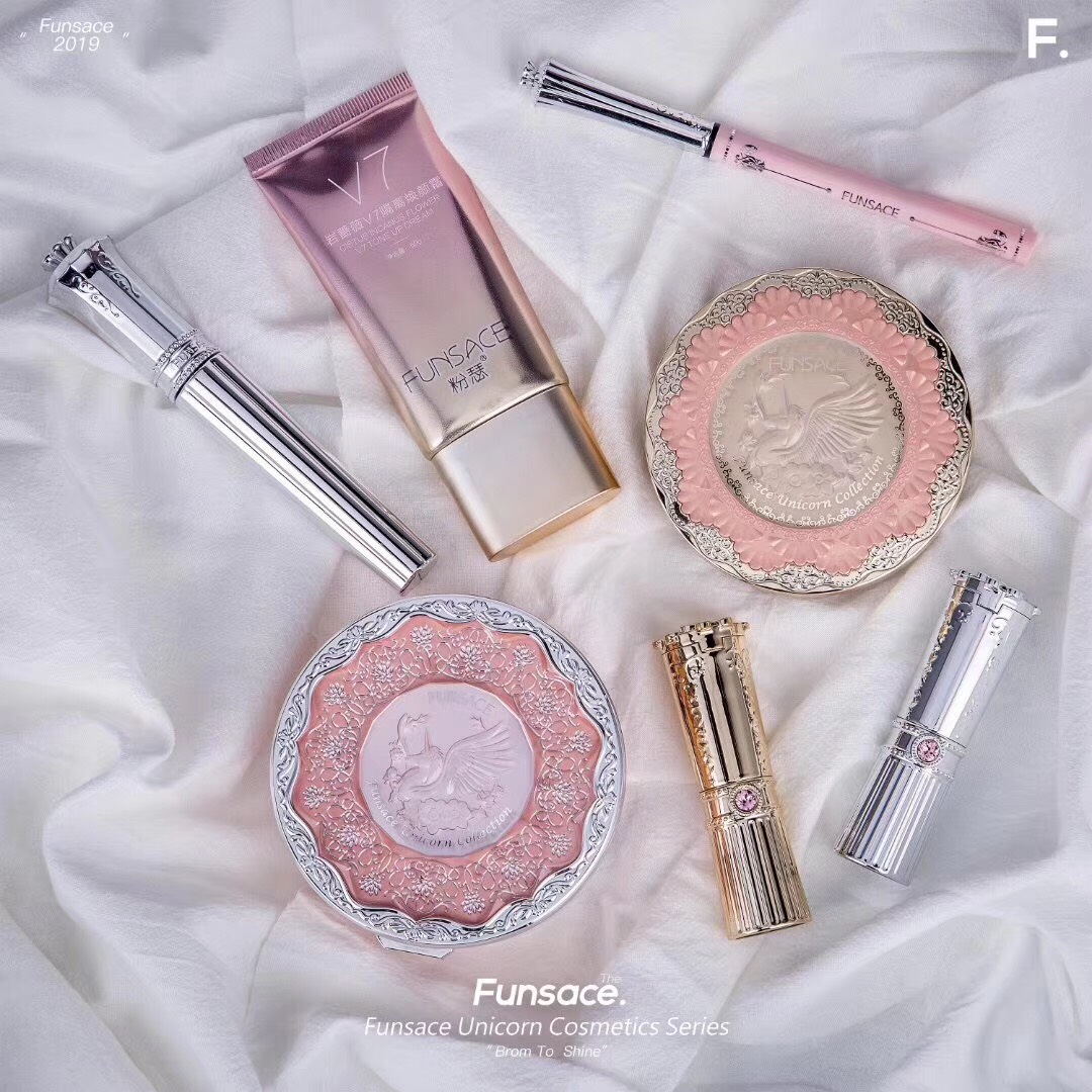 瑟 Bộ trang điểm FUNSACE Bộ phấn phủ Unicorn Powder Air Cushion Series Người mới bắt đầu Học sinh cần thiết màu đỏ - Bộ trang điểm son môi ysl