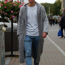 2023 Autumn and Winter Knitwear European and American Loose Version Long Hoodie Cardigan Sweater Jacket