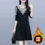 Утепленное демисезонное платье, юбка, яркий броский стиль, большой размер