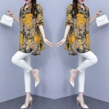 Ретро рубашка, летняя одежда для матери, изысканный стиль, яркий броский стиль, по фигуре, большой размер