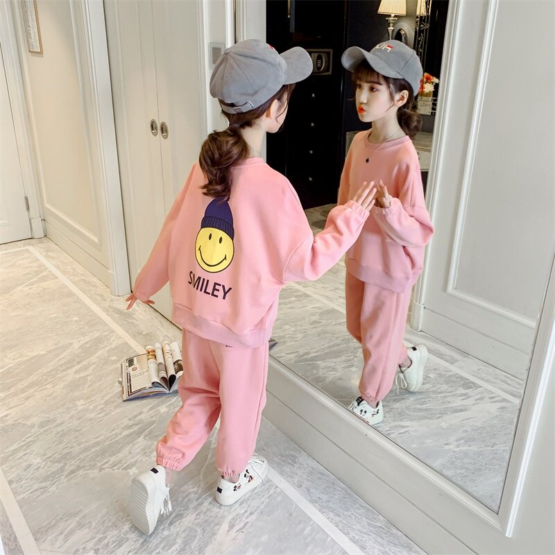 Girl's spring clothing suit 2022 new children suit Chaonets Red Ocean CUHK Scout Trendy Sports Girl Clothes