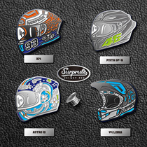 Modern four-helmet badge imitation enamel nickel-plated classic helmet alloy brooch medal motorcycle locomotive wonderful driving