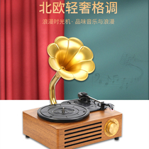 Vinyl record player Small desktop gramophone Home retro big horn audio player Retro record player