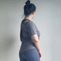 May yoga clothes top women spring and summer running gym sports loose thin quick dry short sleeve T-shirt beautiful back size