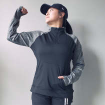 May yoga women running T-shirt half zipper slim long sleeve quick-drying sports top gym size 200kg