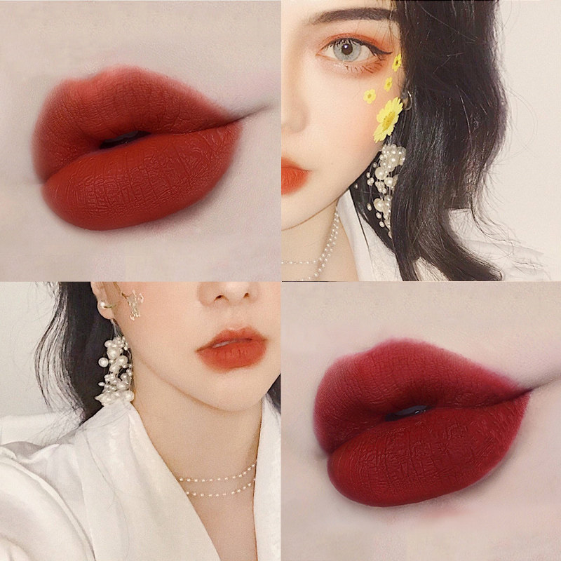 Matte lip glaze female rotten tomato color lasting moisturizing does not fade Korean waterproof student lipstick niche brand