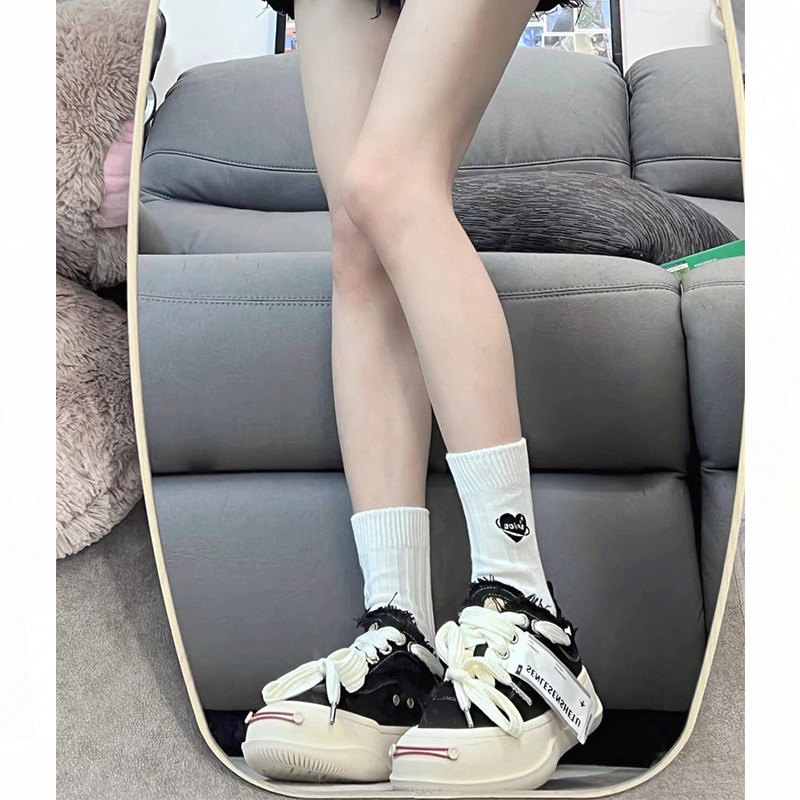 Smile canvas shoes thick soles increase leisure and breathable summer couple Tanjian second tide plate shoes