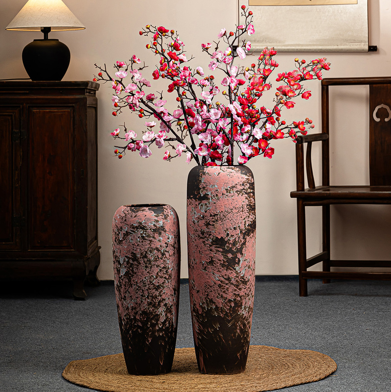 New Chinese-Style Wabi-Sabi Landscape Dezhou Ceramic Vase, Floor-Standing, High-Temperature Resistant, Can Hold Water, Suitable for Study Room and Living Room Decoration New Chinese-Style Wabi-Sabi Landscape Dezhou Ceramic Vase, Floor-Standing, High-Temperature Resistant, Can Hold Water, Suitable for Study Room and Living Room Decoration
